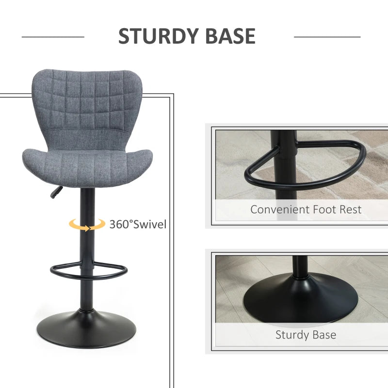 Ensemble de 2 tabourets de bar pivotants, gris